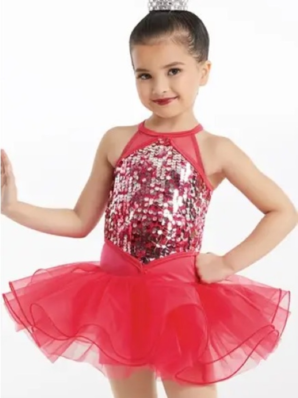 Weissman Red Sequin Halter Tutu Dress for Girls